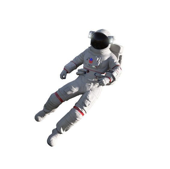 An astronaut spinning in space